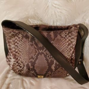 Moschino Red Wall Snake Print Nylon Shoulder bag